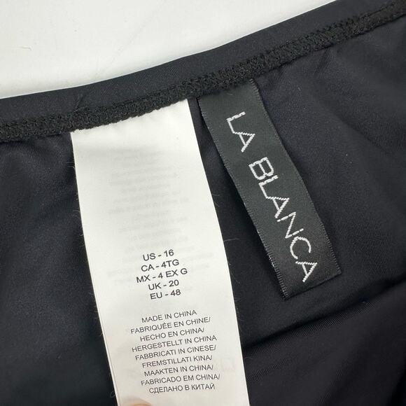 New La‎ Blanca 16 Swim Bottoms Black Tummy Control High Rise Ruched - Picture 5 of 7